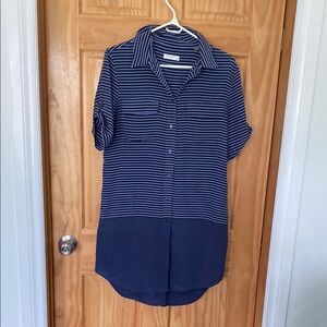 Equipment Navy Striped Dress